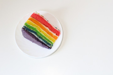 multicolored cupcake like a rainbow on a white