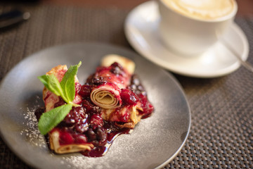 delicious dessert - pancakes with jam