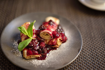 delicious dessert - pancakes with jam