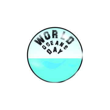 Oceans Sphere - whale family on the sea in a clear circular window view.of world oceans day concept,Vector EPS.10