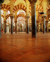 Interior of the Mezquita in Cordoba, vertical