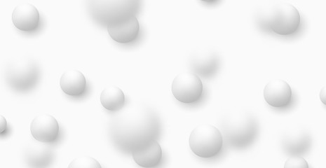 Light coloured Background with white balls, blur effect. 3d round spheres