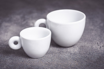 Empty White Espresso Coffee Cup on Dark Background