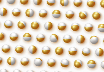Golden and white realistic ball spheres
