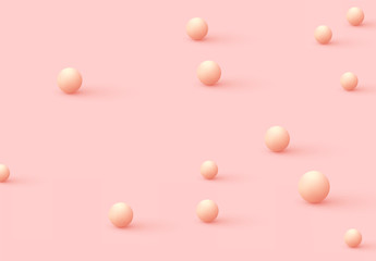 Pink background with decorative 3d sphere balls.