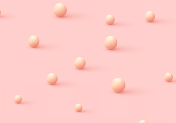 Pink background with decorative 3d sphere balls.