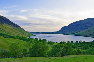 Golden hour view of Wastwater from Wasdale, Lakre District, Cumbria