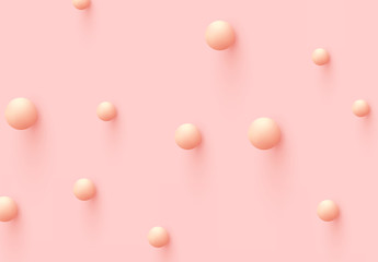 Pink background with decorative 3d sphere balls