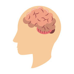 Human head silhouette with brain symbol
