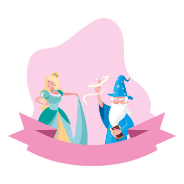 beautiful princess with wizard of tales characters