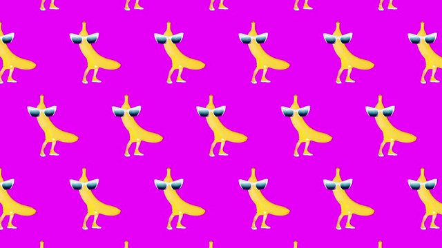 Minimal motion design art. Funny summer character banana man on pink background