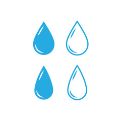 Water drops icon set. Liquid drop symbol illustration. Outline waterdrop.