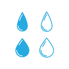 Water drops icon set. Liquid drop symbol illustration. Outline waterdrop.