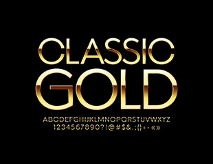 Fototapeta premium Vector Classic Gold alphabet set. Premium rich Font. Elegant Letters, Numbers and Symbols 