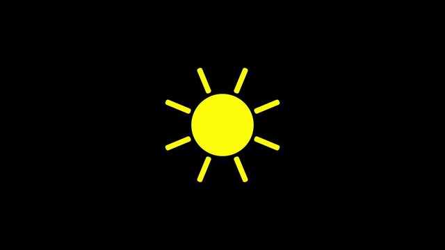 Sunshine icon animation with black background. Animation with Alpha (transparent background) for easy use in your video! Format: QuikTime. Channels: RGB+Alpha. Video Codec: Apple ProRes 4444. Depth