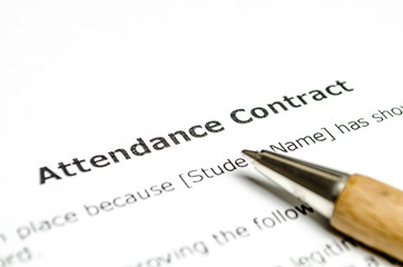 Attendance contract with wooden pen