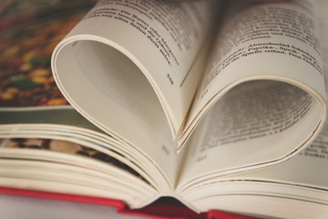 Heart lined from book sheets.