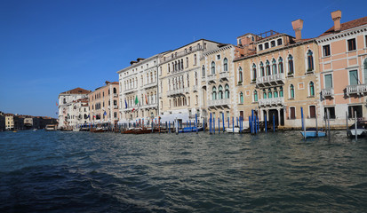 Historical buildings on the Grand Canal in Venice, Italy