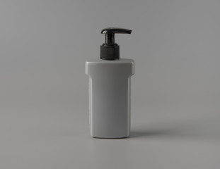Gray plastic Pump Bottle for gel foam on gray background,Mock-up