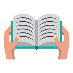 Hand with book open cartoon isolated
