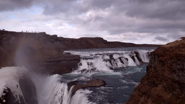 Famous Gullfoss waterfall in Iceland, aerial