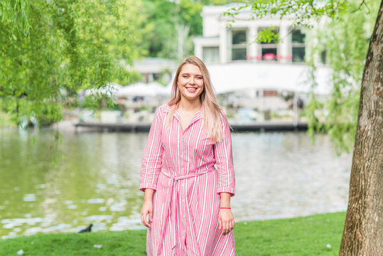 Nice plus size woman with fashionable figure, full hips, natural woman’s beauty 