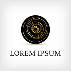 golden circle rose vector logo design template, beauty icon, line floral abstract sign, vector illustration