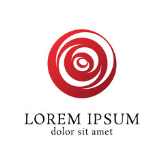 red circle rose vector logo design template, beauty icon, curve floral abstract sign, vector illustration