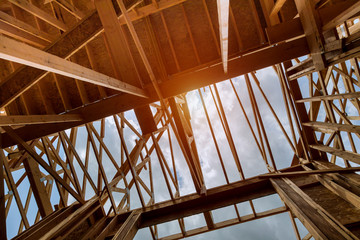 Framing beam of new house under construction home framing