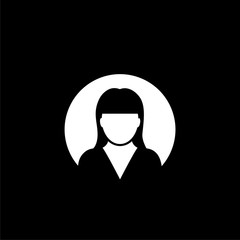 Female user icon, Woman Avatar on dark