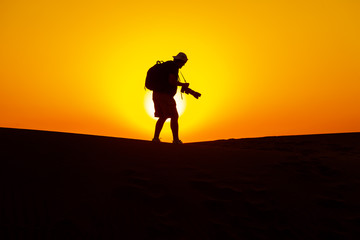 Shooting sunset in the desert
