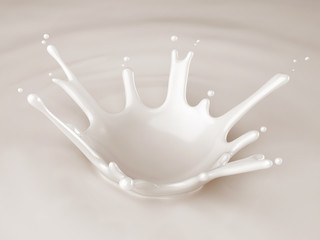 3d render image of milk splash