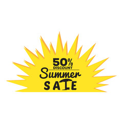 Sun with text. Summer sale label - Vector
