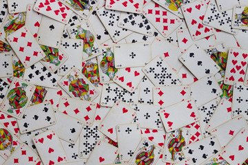 Pattern of old, vintage look french playing cards.
