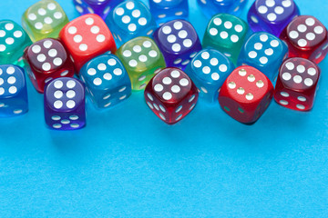 Dices on blue background.