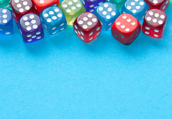 Dices on blue background.