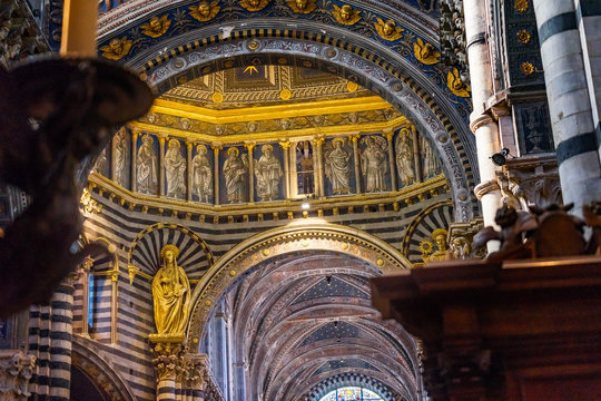 Basilia Mary Statues Saints Golden Dome Cathedral Siena Italy