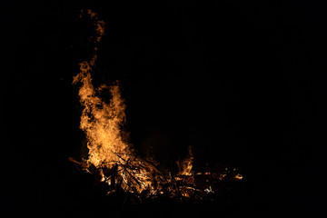 Night campfire with available space at left side.