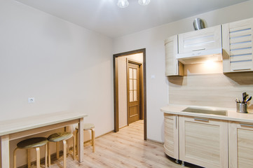 Russia, Moscow- september 20, 2017: interior room apartment. kitchen and dining room