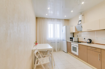 Russia, Moscow- september 20, 2017: interior room apartment. kitchen and dining room