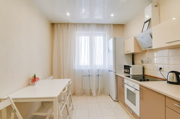 Russia, Moscow- september 20, 2017: interior room apartment. kitchen and dining room