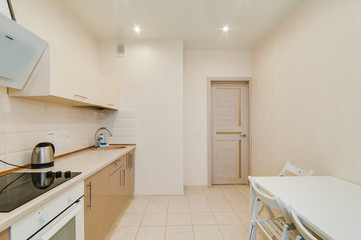 Russia, Moscow- september 20, 2017: interior room apartment. kitchen and dining room
