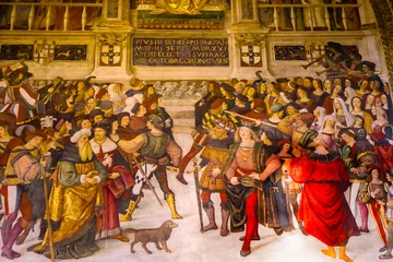Papst Pius II Fresko Malerei Basilika Kathedrale Siena Italien © Bill Perry