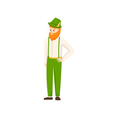 Cute smiling red hair beard man in national ireland clothes