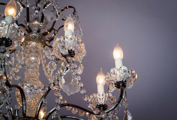 Close up of candles on chandelier 