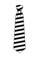 striped tie icon cartoon isolated black and white