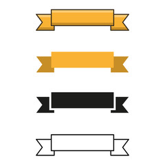 Ribbons icons set in flat, glyph, outline and cartoon style, vector illustration.
