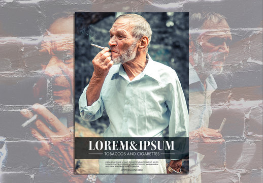 Poster Layout with Image of Man Smoking a Cigarette