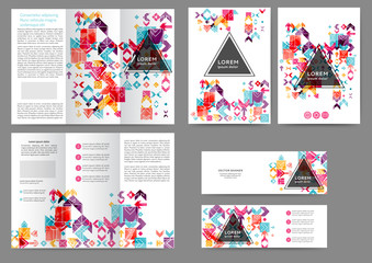 Set of color abstract brochure template with geometric elements