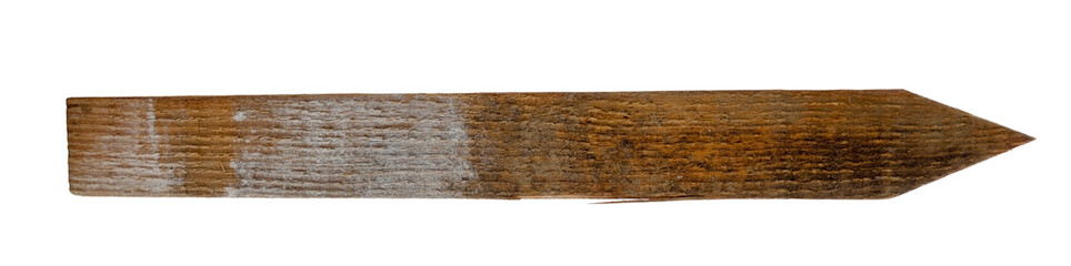 Isolated wood survey stake with pointed end.
